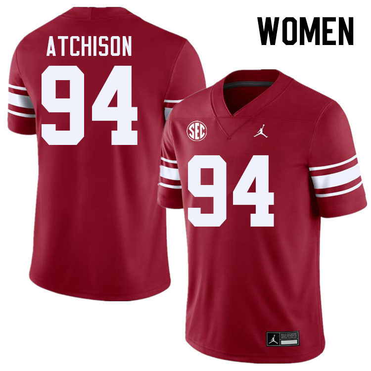 Women #94 Mari Atchison Oklahoma Sooners 2024 SEC Conference College Football Jerseys-Throwback